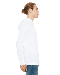 Sample of Canvas 3512 - Unisex Jersey Long-Sleeve Hoodie in WHITE from side sleeveleft