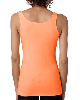 Sample of Next Level 3533 - Ladies' Spandex Jersey Tank in NEON HTHR ORANG from side back