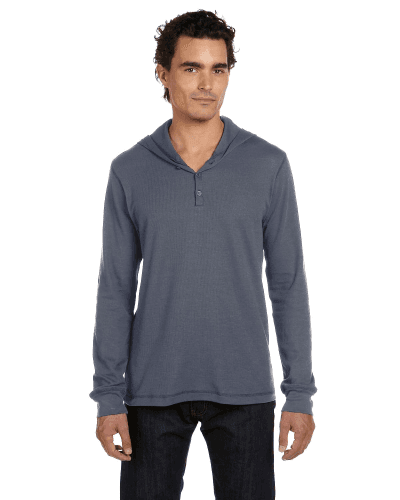 Sample of Canvas 3551 - Men's Thermal Long-Sleeve Henley Hoodie in DEEP HEATHER style