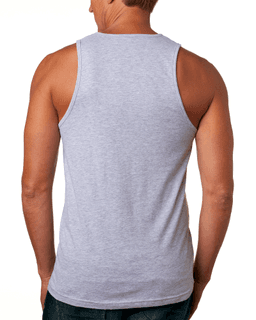 Sample of Next Level 3633 - Men's Cotton Tank in HEATHER GRAY from side back