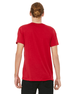 Sample of Canvas 3650 - Unisex Poly-Cotton Short-Sleeve T-Shirt in RED from side back
