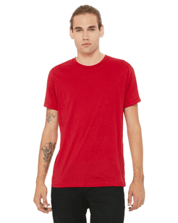 Sample of Canvas 3650 - Unisex Poly-Cotton Short-Sleeve T-Shirt in RED from side front