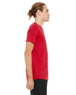 Sample of Canvas 3650 - Unisex Poly-Cotton Short-Sleeve T-Shirt in RED from side sleeveleft