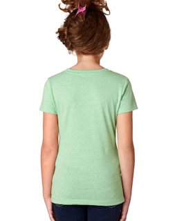 Sample of Next Level 3712 - Youth Princess CVC T-Shirt in APPLE GREEN from side back
