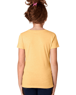 Sample of Next Level 3712 - Youth Princess CVC T-Shirt in BANANA CREAM from side back