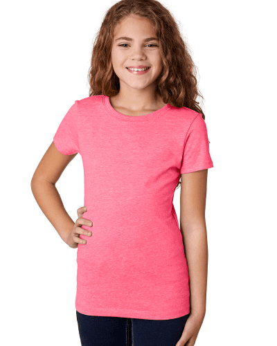 Sample of Next Level 3712 - Youth Princess CVC T-Shirt in NEON HTHR PINK style