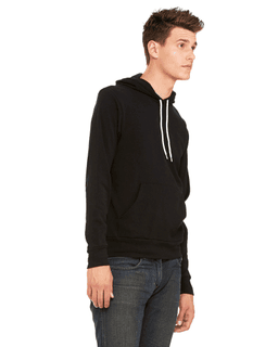 Sample of Bella+Canvas 3719 - Unisex Sponge Fleece Pullover Hoodie in BLACK from side sleeveleft