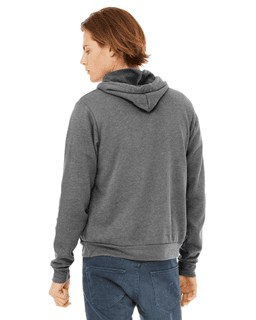 Sample of Bella+Canvas 3719 - Unisex Sponge Fleece Pullover Hoodie in DEEP HEATHER from side back