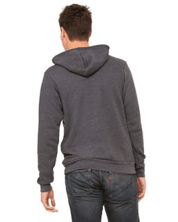 Sample of Bella+Canvas 3719 - Unisex Sponge Fleece Pullover Hoodie in DK GRAY HEATHER from side back