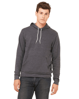 Sample of Bella+Canvas 3719 - Unisex Sponge Fleece Pullover Hoodie in DK GRAY HEATHER from side front