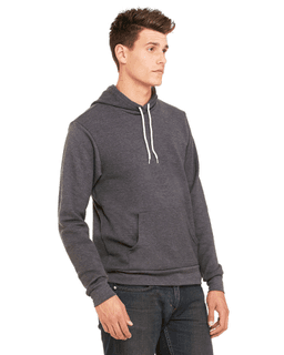 Sample of Bella+Canvas 3719 - Unisex Sponge Fleece Pullover Hoodie in DK GRAY HEATHER from side sleeveleft