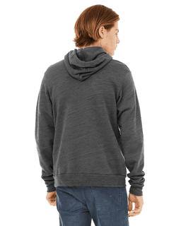 Sample of Bella+Canvas 3719 - Unisex Sponge Fleece Pullover Hoodie in DK GRY MARB FLC from side back