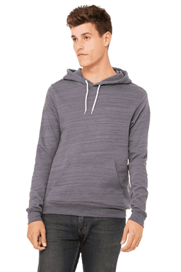 Sample of Bella+Canvas 3719 - Unisex Sponge Fleece Pullover Hoodie in DK GRY MARB FLC from side front