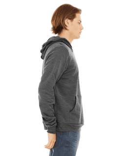 Sample of Bella+Canvas 3719 - Unisex Sponge Fleece Pullover Hoodie in DK GRY MARB FLC from side sleeveleft