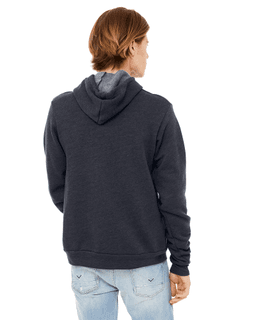 Sample of Bella+Canvas 3719 - Unisex Sponge Fleece Pullover Hoodie in HEATHER NAVY from side back