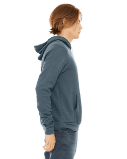 Sample of Bella+Canvas 3719 - Unisex Sponge Fleece Pullover Hoodie in HEATHER SLATE from side sleeveleft