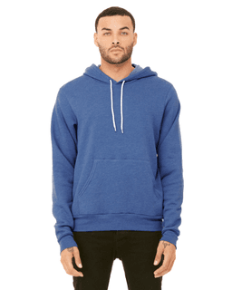 Sample of Bella+Canvas 3719 - Unisex Sponge Fleece Pullover Hoodie in HEATHER TRU ROYL from side front