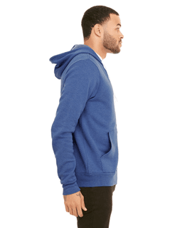 Sample of Bella+Canvas 3719 - Unisex Sponge Fleece Pullover Hoodie in HEATHER TRU ROYL from side sleeveleft