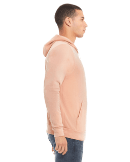 Sample of Bella+Canvas 3719 - Unisex Sponge Fleece Pullover Hoodie in PEACH from side sleeveleft