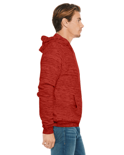 Sample of Bella+Canvas 3719 - Unisex Sponge Fleece Pullover Hoodie in RED MARBLE FLC from side sleeveleft