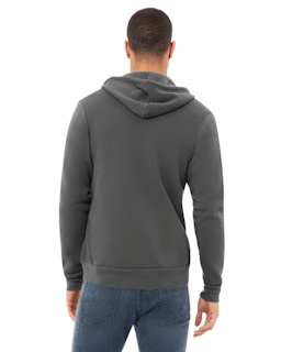 Sample of Unisex Poly-Cotton Sponge Fleece Full-Zip Hooded Sweatshirt in ASPHALT from side back