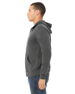 Sample of Unisex Poly-Cotton Sponge Fleece Full-Zip Hooded Sweatshirt in ASPHALT from side sleeveright