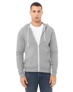 Sample of Unisex Poly-Cotton Sponge Fleece Full-Zip Hooded Sweatshirt in ATHLETIC HEATHER from side front