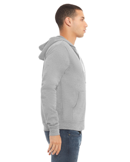 Sample of Unisex Poly-Cotton Sponge Fleece Full-Zip Hooded Sweatshirt in ATHLETIC HEATHER from side sleeveleft