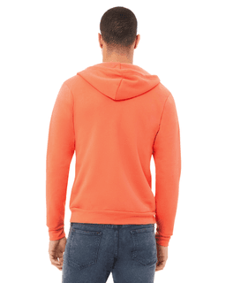 Sample of Unisex Poly-Cotton Sponge Fleece Full-Zip Hooded Sweatshirt in CORAL from side back