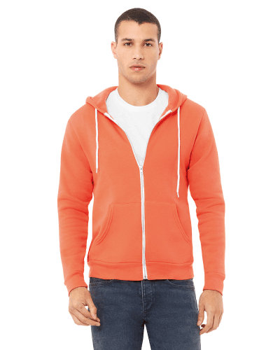 Sample of Unisex Poly-Cotton Sponge Fleece Full-Zip Hooded Sweatshirt in CORAL style