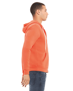 Sample of Unisex Poly-Cotton Sponge Fleece Full-Zip Hooded Sweatshirt in CORAL from side sleeveleft