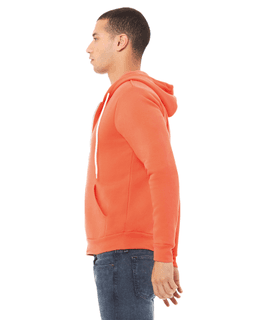 Sample of Unisex Poly-Cotton Sponge Fleece Full-Zip Hooded Sweatshirt in CORAL from side sleeveright