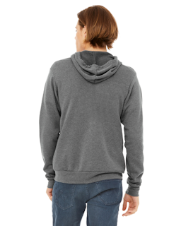 Sample of Unisex Poly-Cotton Sponge Fleece Full-Zip Hooded Sweatshirt in DEEP HEATHER from side back