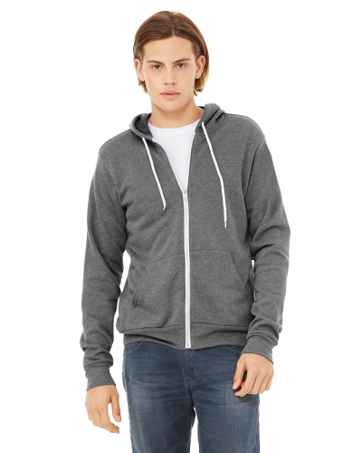 Sample of Unisex Poly-Cotton Sponge Fleece Full-Zip Hooded Sweatshirt in DEEP HEATHER style