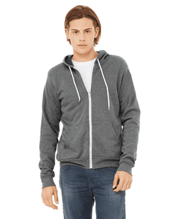 Sample of Unisex Poly-Cotton Sponge Fleece Full-Zip Hooded Sweatshirt in DEEP HEATHER from side front