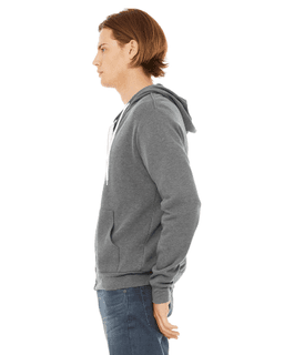 Sample of Unisex Poly-Cotton Sponge Fleece Full-Zip Hooded Sweatshirt in DEEP HEATHER from side sleeveright