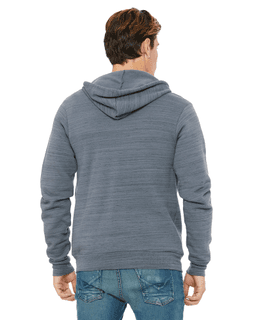 Sample of Unisex Poly-Cotton Sponge Fleece Full-Zip Hooded Sweatshirt in DK GRY MARBLE from side back