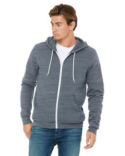 Sample of Unisex Poly-Cotton Sponge Fleece Full-Zip Hooded Sweatshirt in DK GRY MARBLE from side front