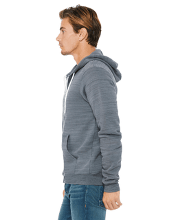 Sample of Unisex Poly-Cotton Sponge Fleece Full-Zip Hooded Sweatshirt in DK GRY MARBLE from side sleeveright