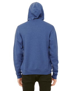 Sample of Unisex Poly-Cotton Sponge Fleece Full-Zip Hooded Sweatshirt in HEATHER TRU ROYL from side back