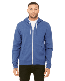 Sample of Unisex Poly-Cotton Sponge Fleece Full-Zip Hooded Sweatshirt in HEATHER TRU ROYL from side front