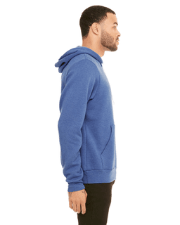 Sample of Unisex Poly-Cotton Sponge Fleece Full-Zip Hooded Sweatshirt in HEATHER TRU ROYL from side sleeveleft