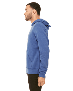 Sample of Unisex Poly-Cotton Sponge Fleece Full-Zip Hooded Sweatshirt in HEATHER TRU ROYL from side sleeveright