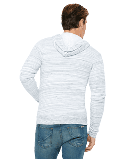 Sample of Unisex Poly-Cotton Sponge Fleece Full-Zip Hooded Sweatshirt in LT GRY MARBLE from side back