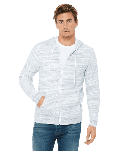 Sample of Unisex Poly-Cotton Sponge Fleece Full-Zip Hooded Sweatshirt in LT GRY MARBLE style