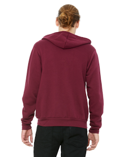 Sample of Unisex Poly-Cotton Sponge Fleece Full-Zip Hooded Sweatshirt in MAROON from side back