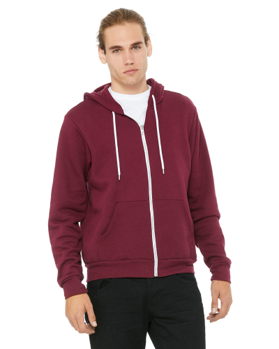 Sample of Unisex Poly-Cotton Sponge Fleece Full-Zip Hooded Sweatshirt in MAROON style