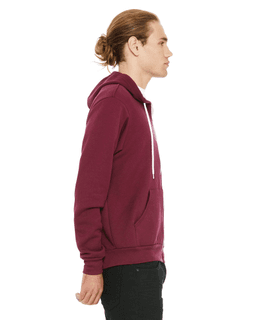 Sample of Unisex Poly-Cotton Sponge Fleece Full-Zip Hooded Sweatshirt in MAROON from side sleeveleft