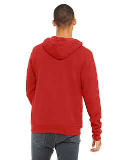 Sample of Unisex Poly-Cotton Sponge Fleece Full-Zip Hooded Sweatshirt in RED from side back