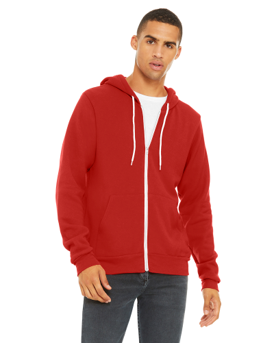 Sample of Unisex Poly-Cotton Sponge Fleece Full-Zip Hooded Sweatshirt in RED style